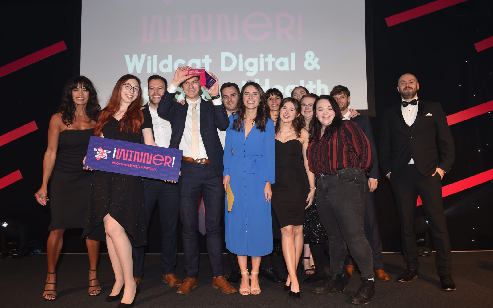 Wildcat Digital team accepting the award for Best Health and Beauty Campaign alongside Jenny Powell