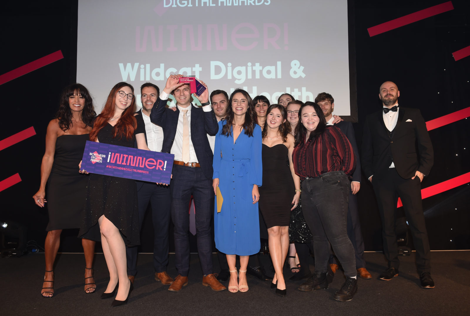 Wildcat Digital team accepting the award for Best Health and Beauty Campaign alongside Jenny Powell