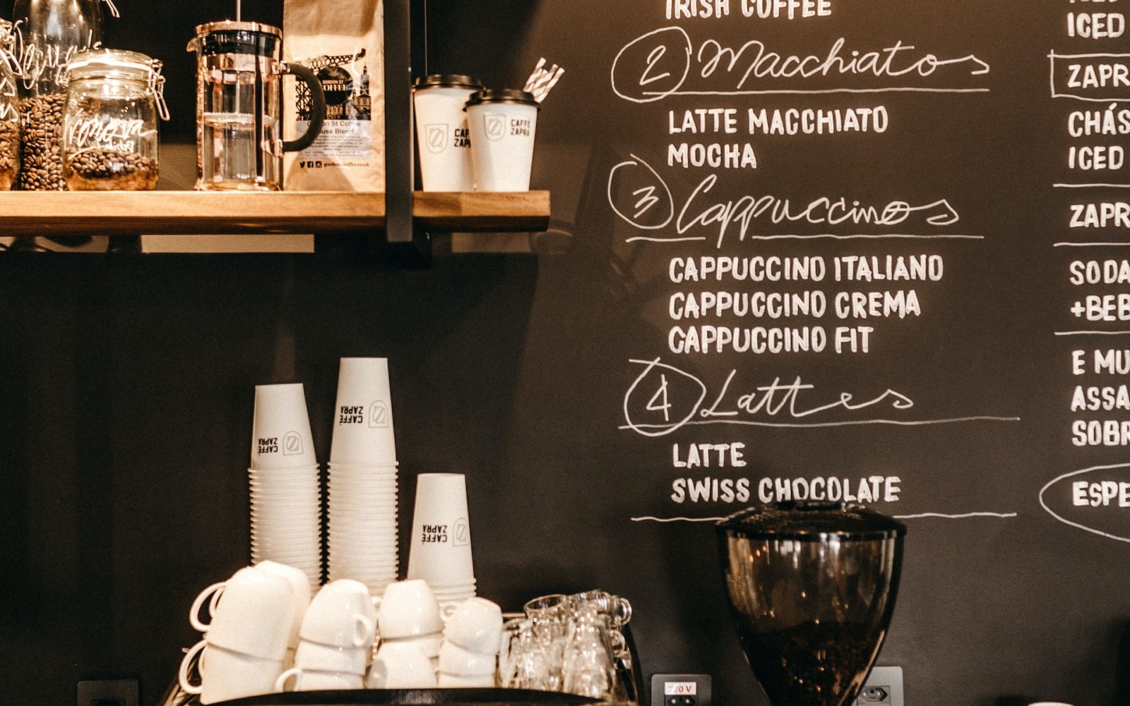 coffee shop chalkboard menu