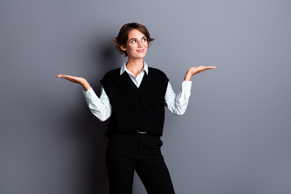 image of woman with palms out
