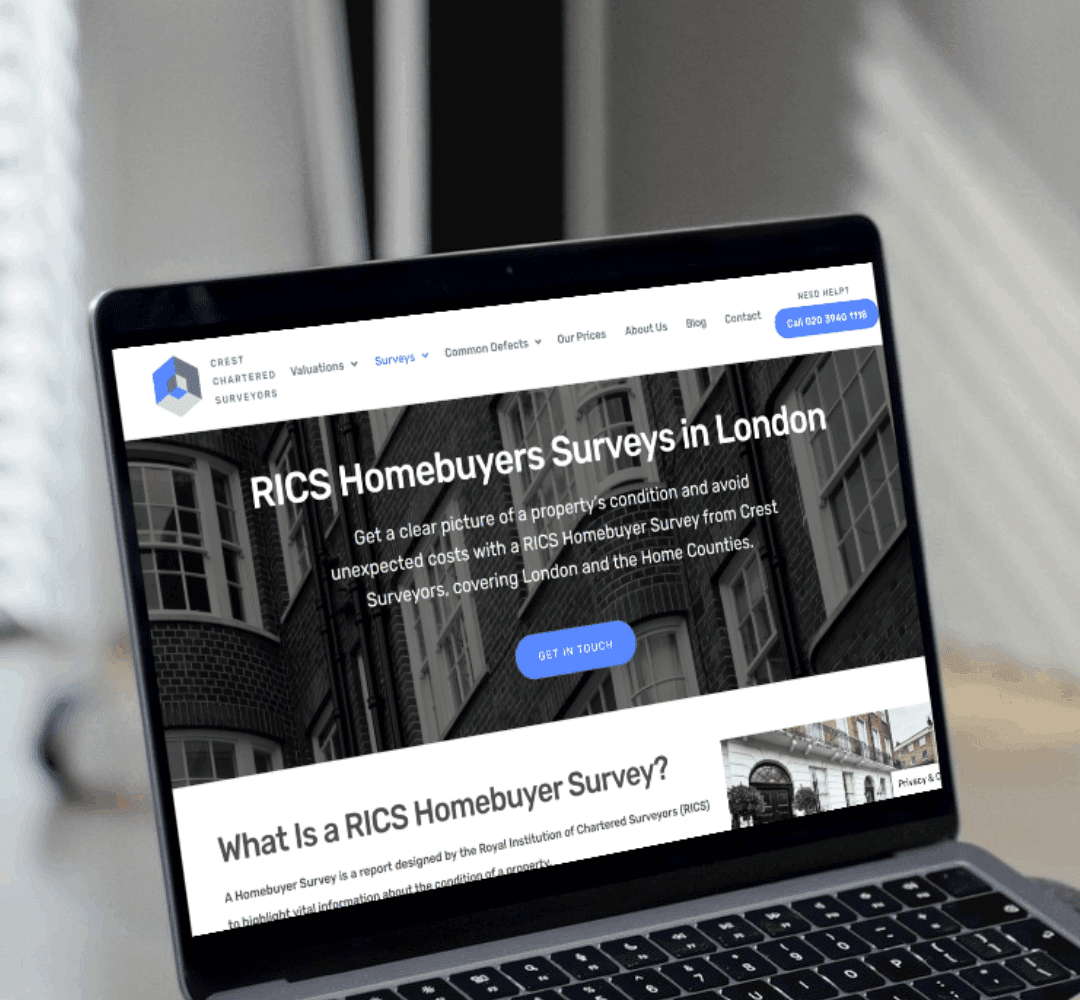 Image of Crest Surveyors website.