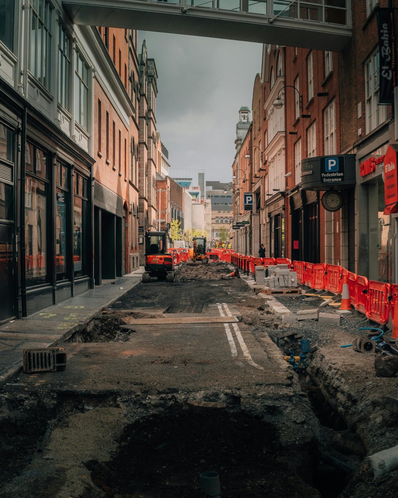 Image of road works on a street
